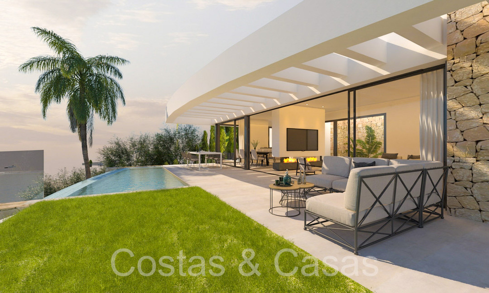 Proyecto de villa sobre plano con vistas panorámicas al mar en venta en las colinas de Mijas Pueblo, Costa del Sol 69733