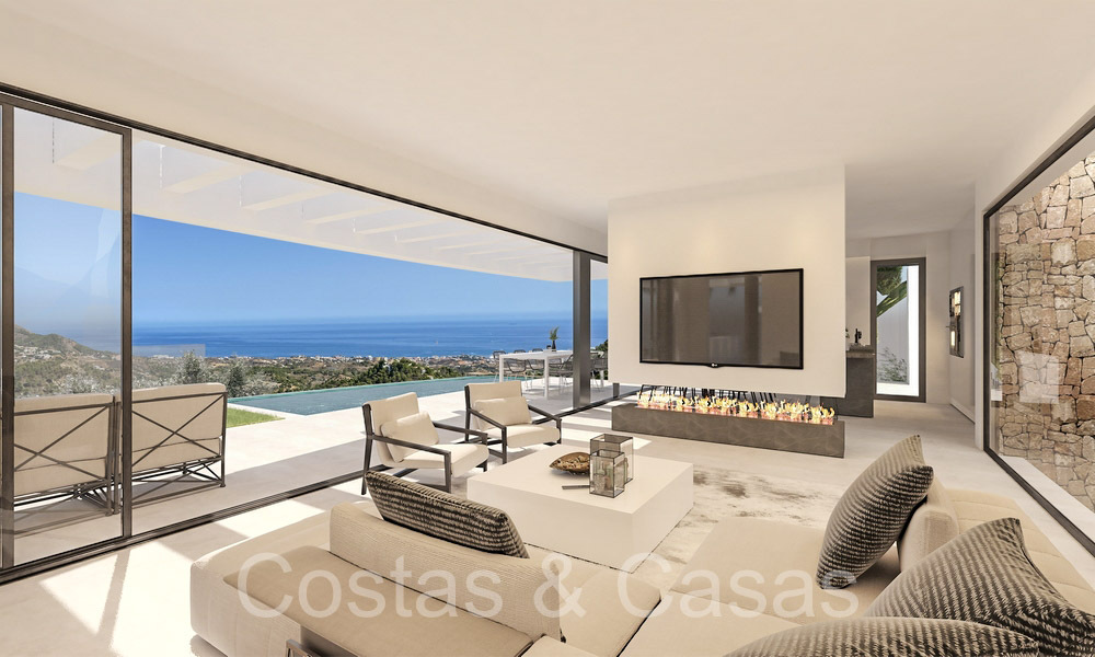 Proyecto de villa sobre plano con vistas panorámicas al mar en venta en las colinas de Mijas Pueblo, Costa del Sol 69738