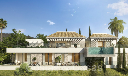Lujosa villa de nueva construcción con elegante arquitectura mediterránea en venta, a un paso del campo de golf en Elviria, Marbella 68677
