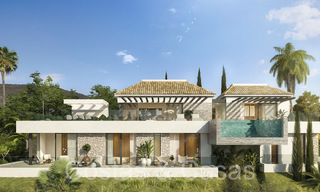 Lujosa villa de nueva construcción con elegante arquitectura mediterránea en venta, a un paso del campo de golf en Elviria, Marbella 68677 