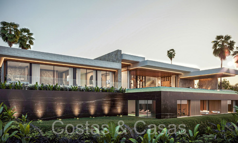 Villa arquitectónica de nueva construcción en venta, con vistas panorámicas al mar en una comunidad cerrada en Benahavis - Marbella 69526