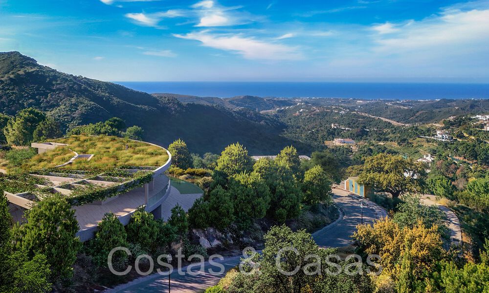 Villa arquitectónica de nueva construcción con vistas panorámicas al mar en venta, en una urbanización segura de Marbella - Benahavis 69796