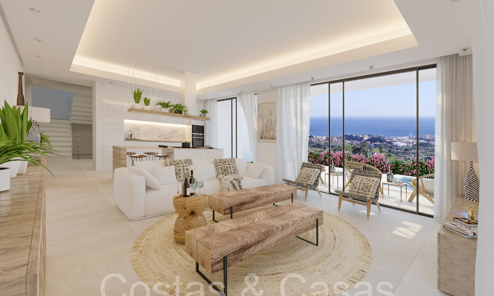 7 villas avanzadas de nueva construcción con vistas panorámicas al mar en venta en las colinas de Mijas Pueblo, Costa del Sol 70092