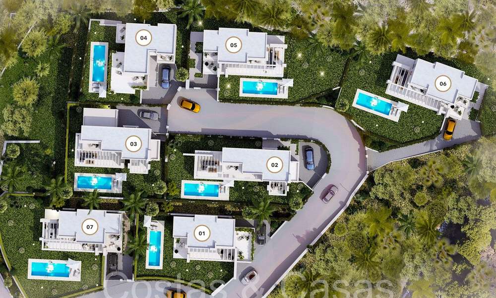 7 villas avanzadas de nueva construcción con vistas panorámicas al mar en venta en las colinas de Mijas Pueblo, Costa del Sol 70093