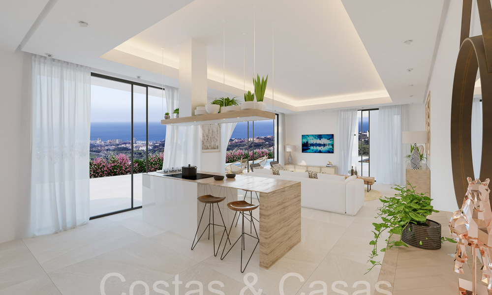 7 villas avanzadas de nueva construcción con vistas panorámicas al mar en venta en las colinas de Mijas Pueblo, Costa del Sol 70094