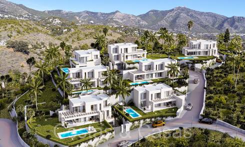 7 villas avanzadas de nueva construcción con vistas panorámicas al mar en venta en las colinas de Mijas Pueblo, Costa del Sol 70100