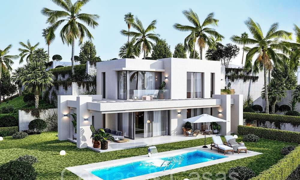 7 villas avanzadas de nueva construcción con vistas panorámicas al mar en venta en las colinas de Mijas Pueblo, Costa del Sol 70112