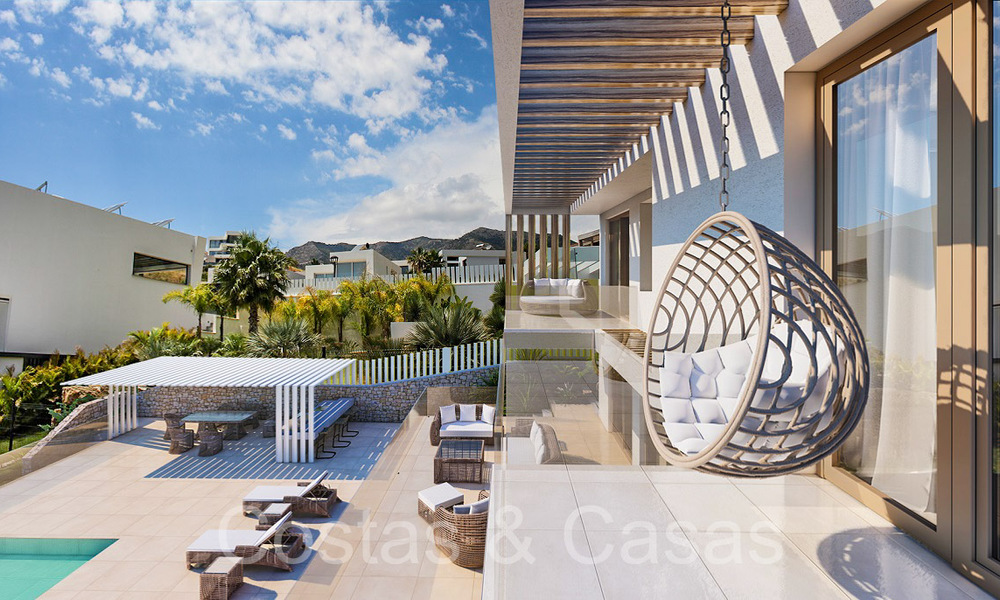 Villa modernista de nueva construcción sobre plano en venta con vistas panorámicas al mar en Mijas, Costa del Sol 70138