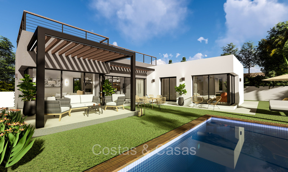 Villa modernista de nueva construcción en venta en una zona de golf cerca del centro de Estepona 74180