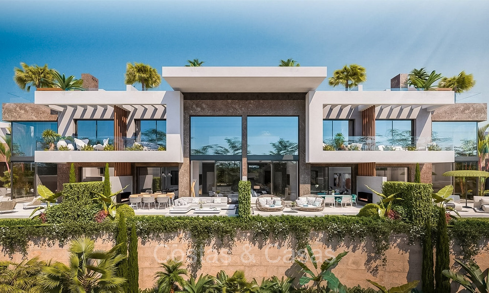 Casas de nueva construcción de primera clase con diseño modernista en venta en una urbanización cerrada al este del centro de Marbella 74444