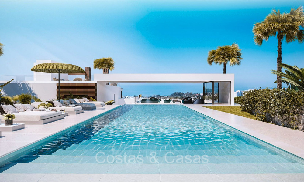 Casas de nueva construcción de primera clase con diseño modernista en venta en una urbanización cerrada al este del centro de Marbella 74446