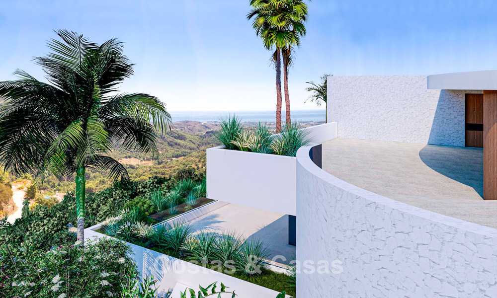 Villa de diseño de con vistas panorámicas al mar en venta en un complejo residencial cerrado en Benahavis - Marbella 74910