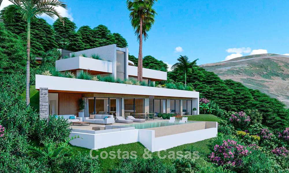 Villa de diseño de con vistas panorámicas al mar en venta en un complejo residencial cerrado en Benahavis - Marbella 74918